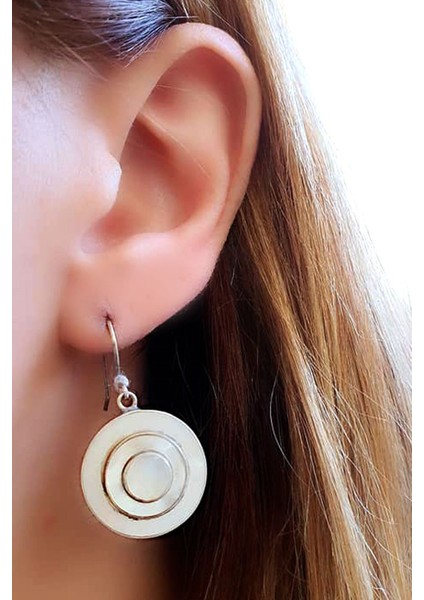 Sedef taşlı tasarım 925 ayar gümüş küpe