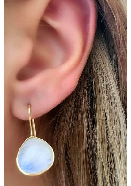 ay taşı gümüş altın kaplama küpe