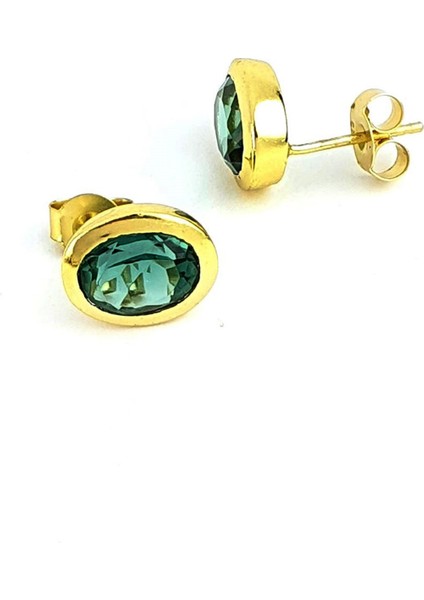 Aquamarin Taşlı 925ayar Gümüş üzerine Altın Kaplama tasarım Doğal Taş oval küpe fiyatları