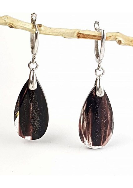 İtalyan tasarımı yıldız taşlı gümüş sallantılı doğal taş küpe