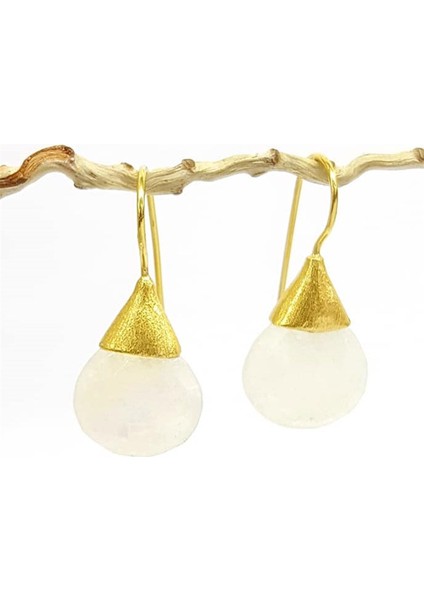 Ay Taşlı Gümüş Bayan Küpe