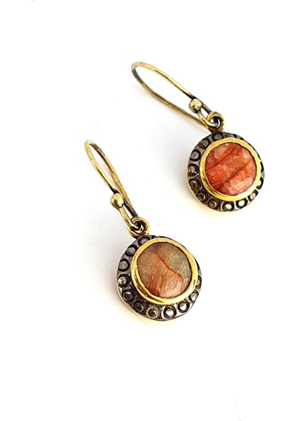 Kök yakut Taşlı 925ayar Gümüş üzerine Altın kaplama tasarım küpe modelleri