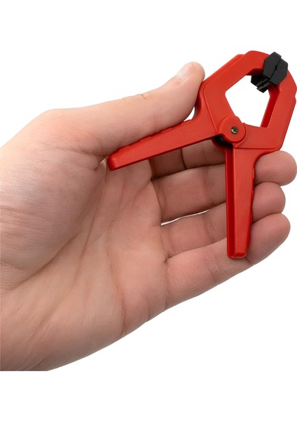2 Adet Yaylı Kıskaç Mandal El Tip İşkence Mengene Kırmızı Klips Hobi 38 mm