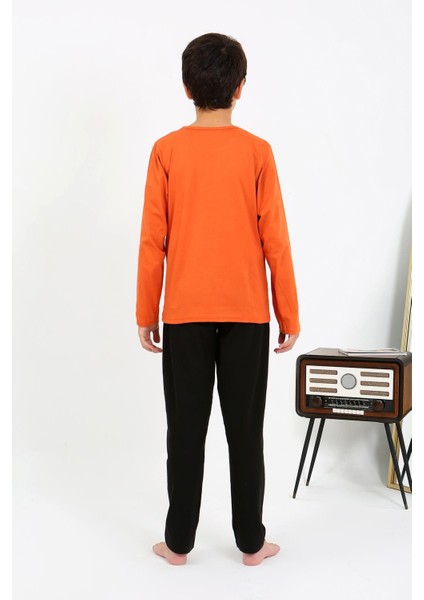 Erkek Çocuk Uzun Kol Penye Pijama Takım 20437 Turuncu indirimleri
