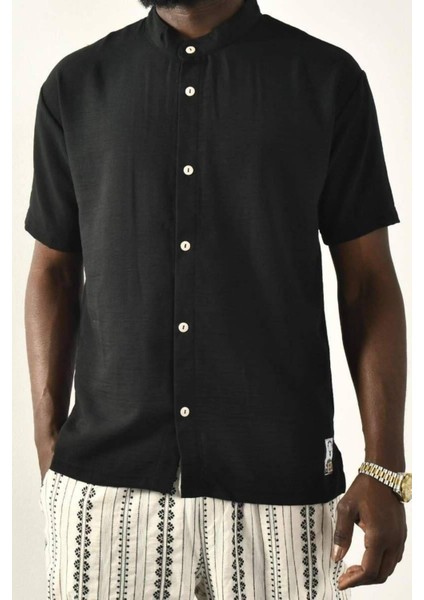 Siyah Düğmeli Basic Keten Gömlek fiyatları