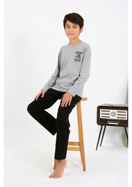Erkek Çocuk Uzun Kol Penye Pijama Takım 20437 Gri fiyatları