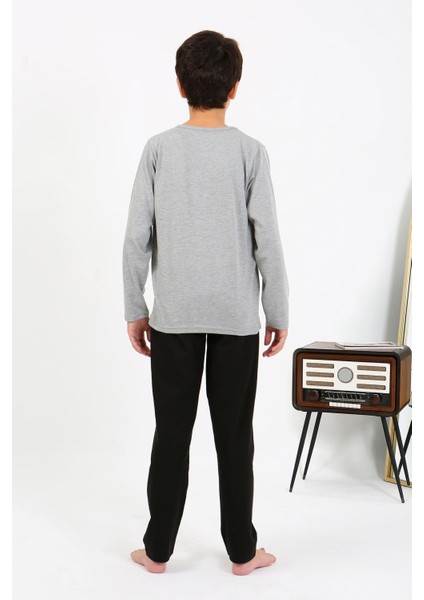 Erkek Çocuk Uzun Kol Penye Pijama Takım 20437 Gri fırsatları