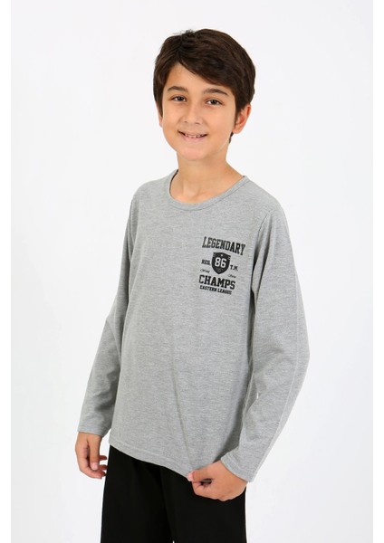 Erkek Çocuk Uzun Kol Penye Pijama Takım 20437 Gri indirimleri
