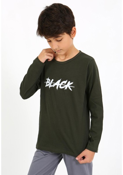 Erkek Çocuk Uzun Kol Penye Pijama Takım 20437 Haki fırsatları
