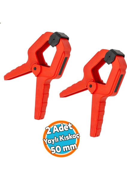 2 Adet Yaylı Kıskaç Mandal El Tip İşkence Mengene Kırmızı Klips Hobi 50 mm 2 Inç