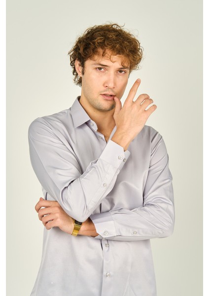 Figs Erkek Slim Fit Uzun Kollu Pamuklu Parlak Kumaş Gömlek 0013 Lila fiyatları