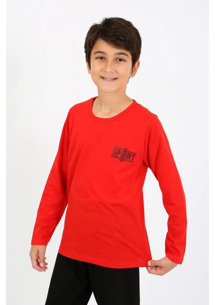 Erkek Çocuk Uzun Kol Penye Pijama Takım 20437 Kırmızı fiyatları