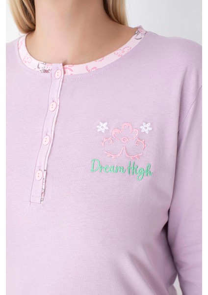 Gülkurusu Çiçek Desenli Pamuklu Büyük Beden Uzun Kol Pijama Takımı fırsatları