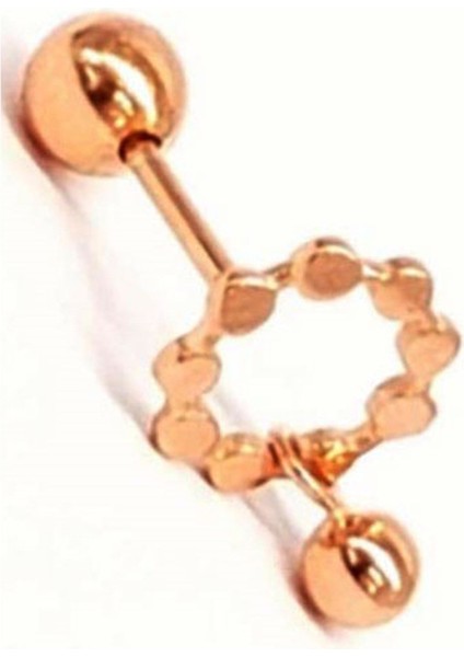 Gümüş Üzerine rose altın kaplama kıkırdak küpesi