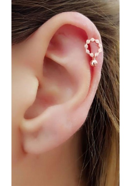 Gümüş Üzerine rose altın kaplama kıkırdak küpesi fiyatları