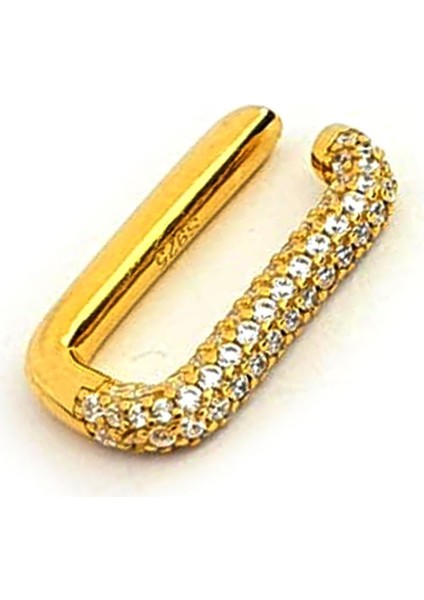 Zirkon taşlı italyan tasarımı 925 ayar gümüş altın lüks sıkıştırmalı kikirdak küpesi modelleri