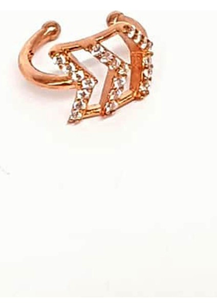 zirkon taşlı gümüş üzerine rose altın kaplama kıkırdak küpesi