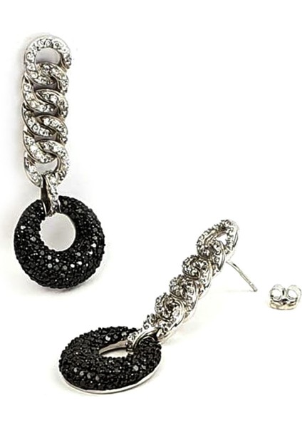 Zirkon ve oniks taş detaylı italyan tasarımı 925 ayar gümüş lüks küpe fiyatları