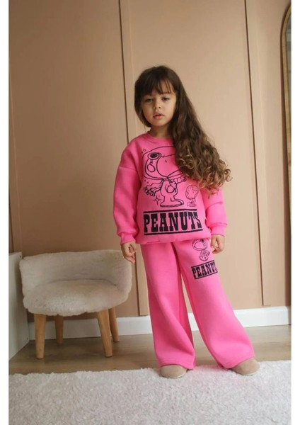Peanuts Pembe Kız Çocuk Kışlık Tarz Eşofman Takım
