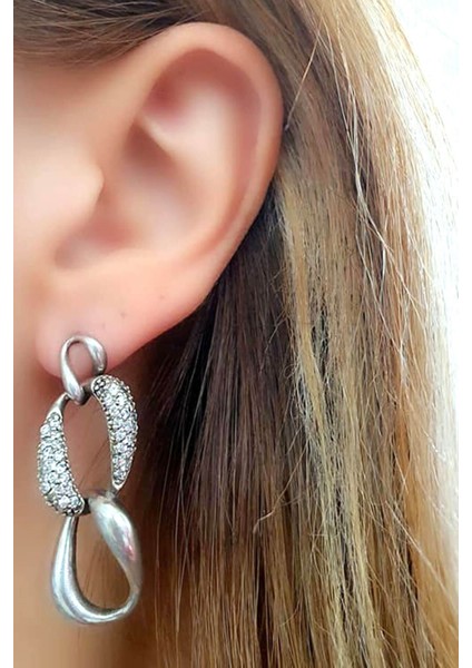 Zirkon taşlı gümüş italyan tasarımı gurmet küpe