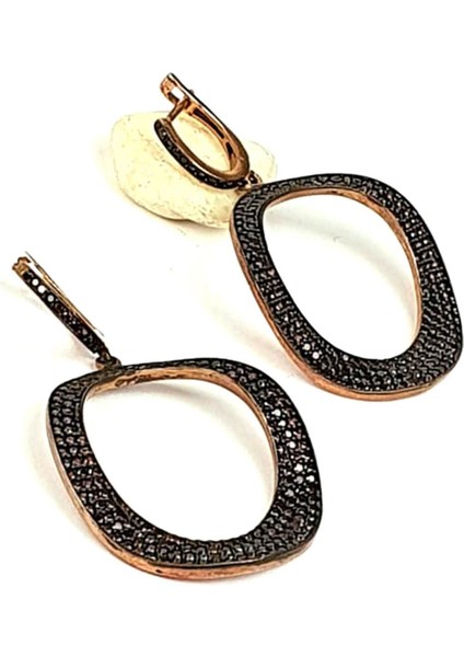 Kahverengi granat taşlı gümüş rose lüks küpe fiyatları