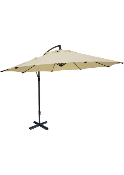 Bahçe Şemsiyesi, Ampul Şemsiyesi, Krem Renkli Makaralı Katlanır Şemsiye 3 Metre modelleri