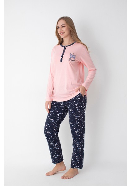Pembe/lacivert Desenli Uzun Kol Pijama Takımı fiyatları