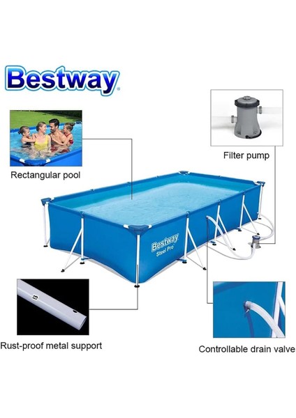 56424 Prefabrik Havuz 400X211X81CM 220V Filtre Alt Üst Örtü ve Merdiven Set modelleri