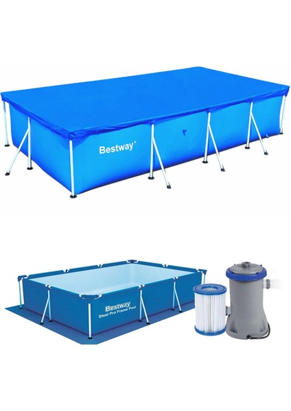 56424 Prefabrik Havuz 400X211X81CM 220V Filtre Alt Üst Örtü ve Merdiven Set fırsatları