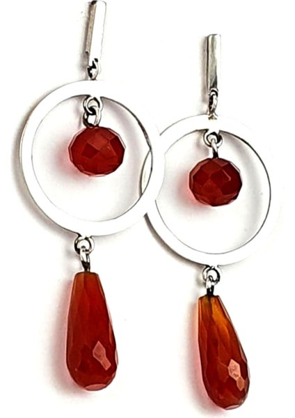 İtalyan tasarımı doğal akik taşlı 925 ayar gümüş modern küpe fiyatları