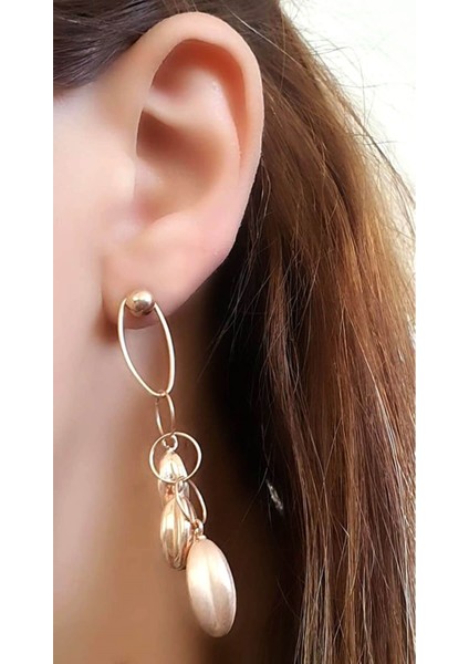 İtalyan tasarımı 925 ayar gümüş rose trend sallantılı küpe