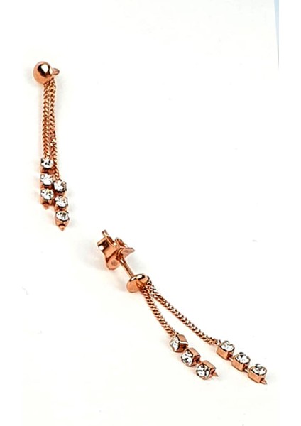Swarovski Taşlı Italyan 925 Ayar Gümüş Rose Sallantılı Cift Küpe fiyatları