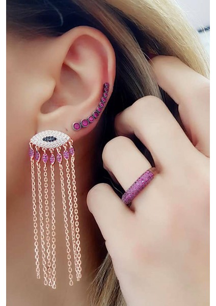 Italyan tasarimi Göz figurlu.modern 925 ayar gümüş lüks kupe fiyatları