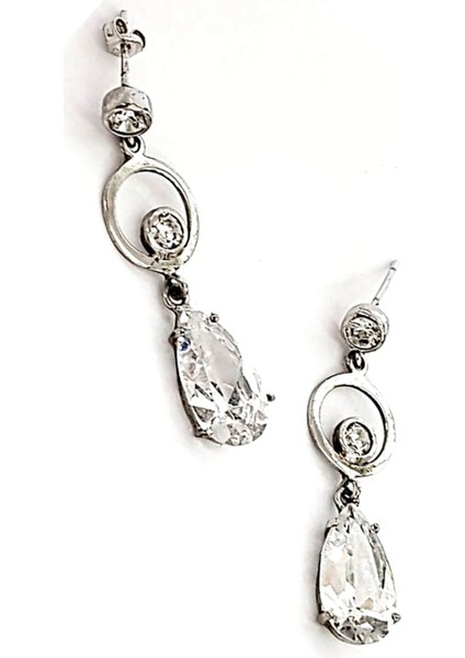 Zirkon Taşlı Şık Gümüş Küpe