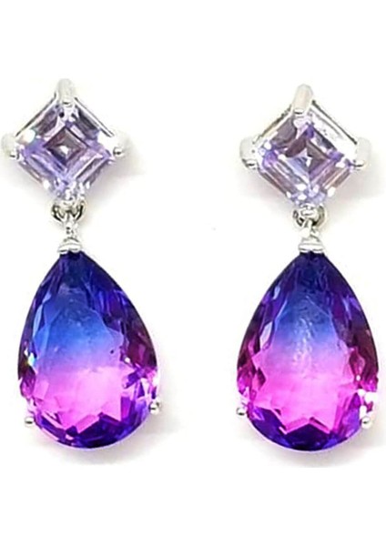 Morganit ve zirkon taşlı gümüş bayan küpe fiyatları