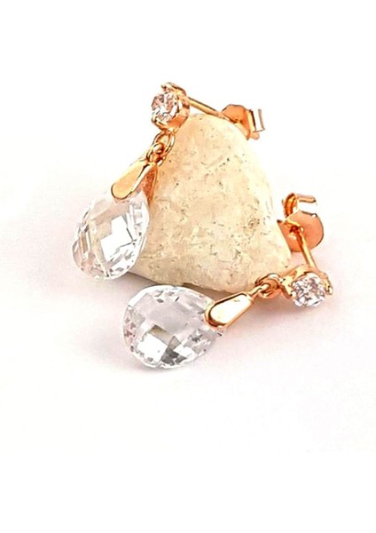 Swarovski Taşlı Minimal Gümüş Sallantılı küpe