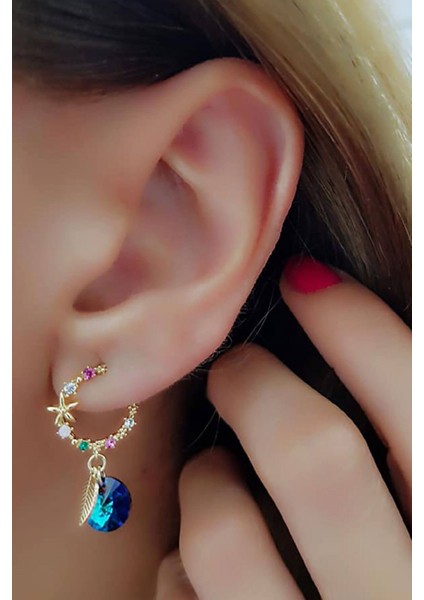 swarovski taşlı gümüş bayan küpe