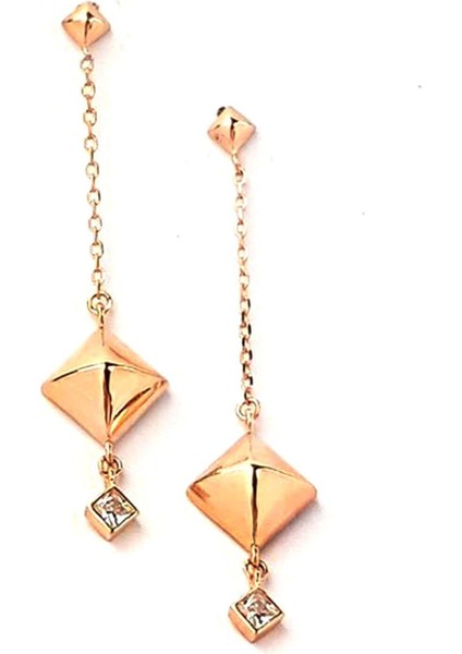 İtalyan Tasarımı zirkon taş detaylı sallantılı gümüş küpe