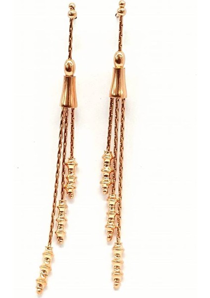 Özel Tasarım 925 Ayar Gümüş Rose Altın Kaplamalı Küpe