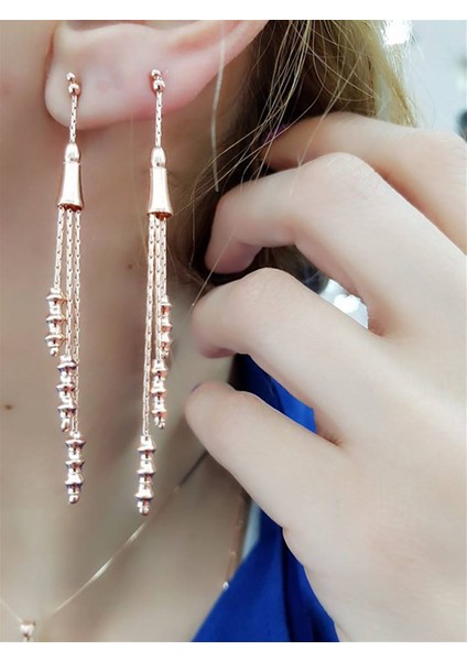 Özel Tasarım 925 Ayar Gümüş Rose Altın Kaplamalı Küpe fiyatları