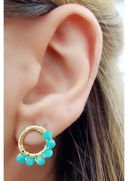 Kalsedon taşlı el işçiliğinde gümüş bayan küpe fiyatları