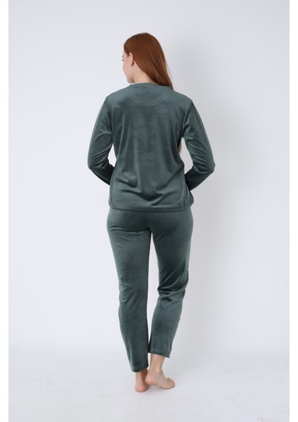 Kadife Yazı Detaylı Pijama Takımı modelleri