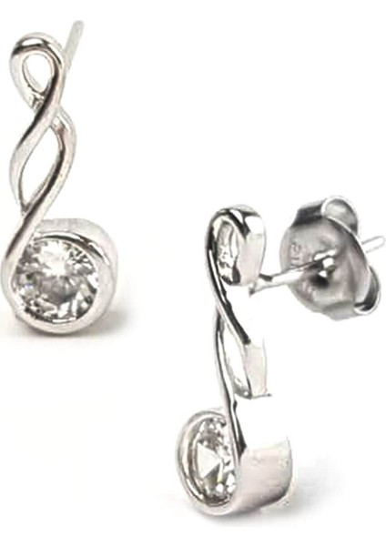 Modern zirkon taşlı gümüş bayan küpe