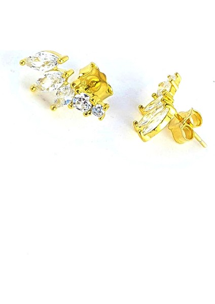 Zirkon Taşlı 925ayar Gümüş Üzerine Altın Kaplama Yay Küpe fiyatları