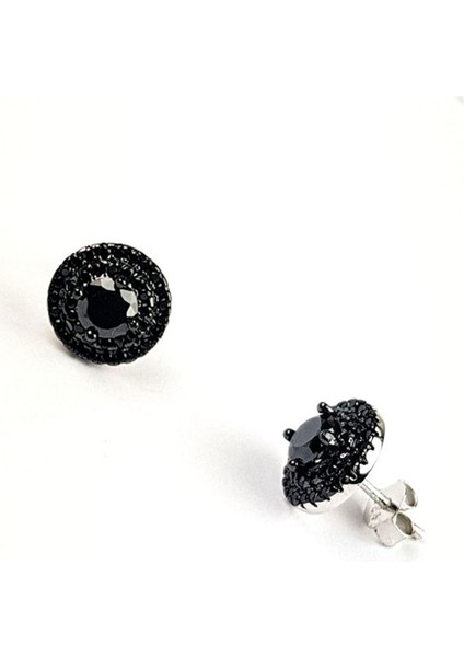 Oniks Taşlı lüks tek taş gümüş küpe