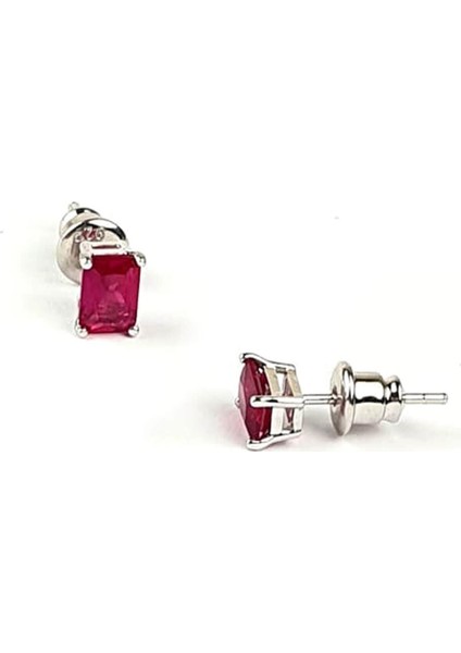 Sky Diamond Red Creative Rubies 925AYAR Gümüş Minimal Küpe