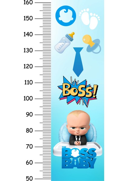 Patron Bebek Desenli Boy Ölçer Folyo Duvar Sticker 50x110 cm