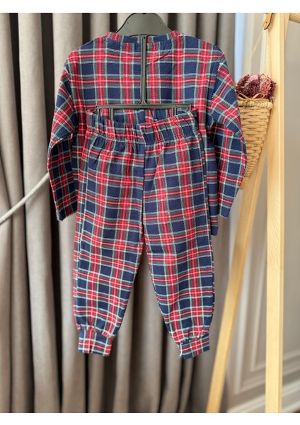 Yeni Yıl Yılbaşı Noel Pijama Partisi Ekoseli Çizgili Pamuklu Kız Erkek Unisex Çocuk Pijama Takımı modelleri
