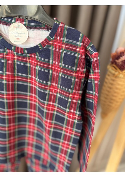 Yeni Yıl Yılbaşı Noel Pijama Partisi Ekoseli Çizgili Pamuklu Kız Erkek Unisex Çocuk Pijama Takımı fırsatları