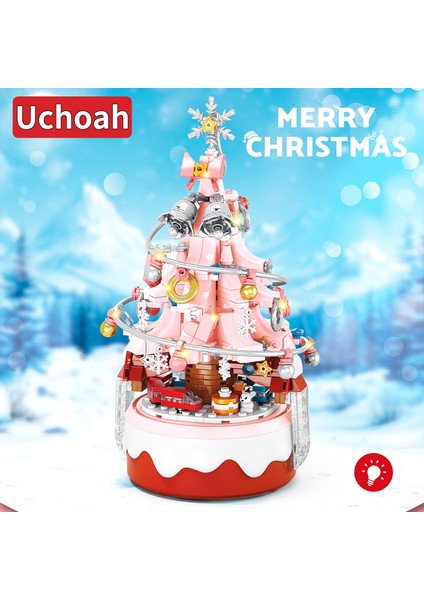 Noel Ağacı Karusel Müzik Kutusu Inşaat Blokları Seti, Reçine Inşaat Oyuncak, Masaüstü Dekorasyon Model Kit - Pembe (Yurt Dışından) fiyatları